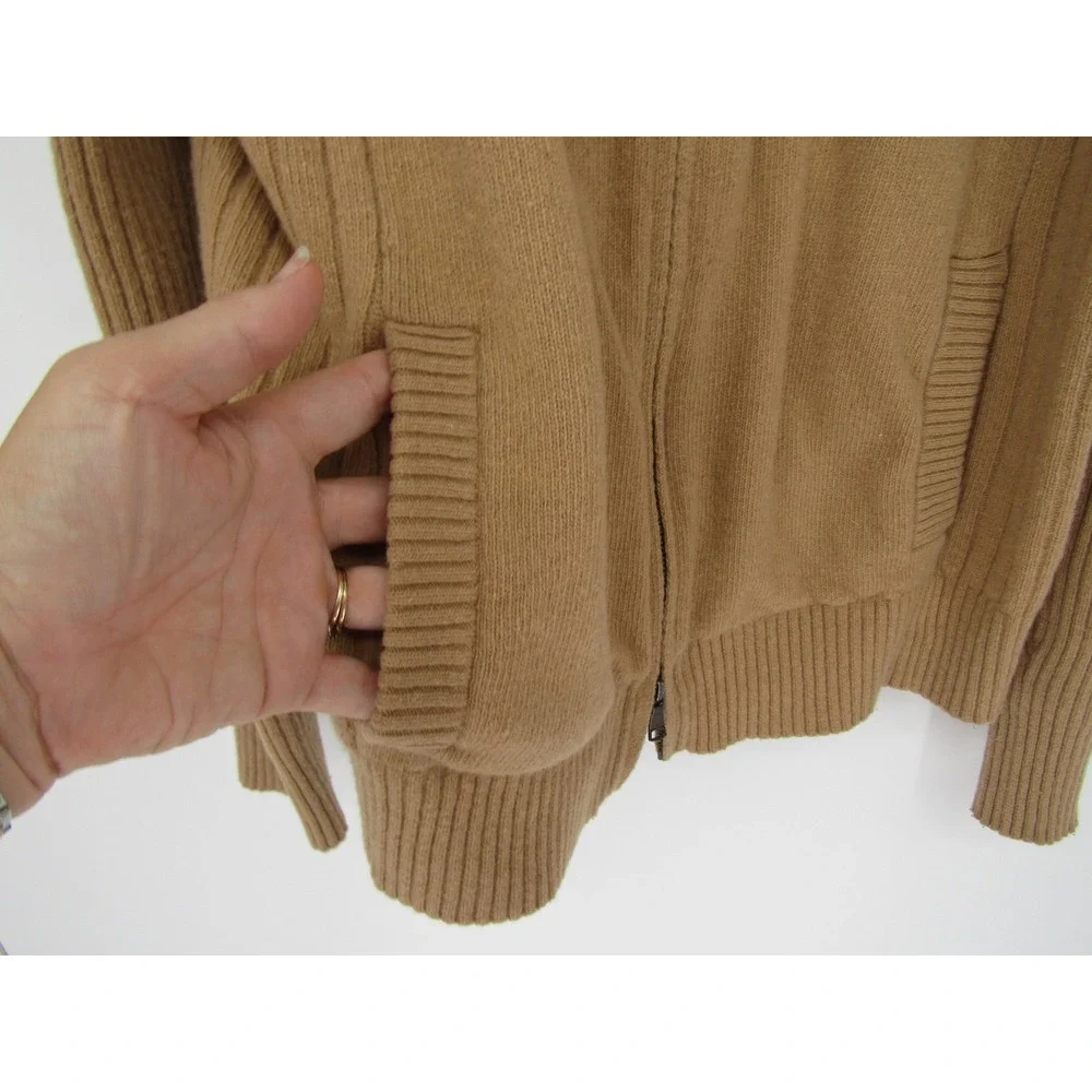 Banana Republic Tan Sweater Large Merino Wool Ribbed Italian Yarn Quite Luxury